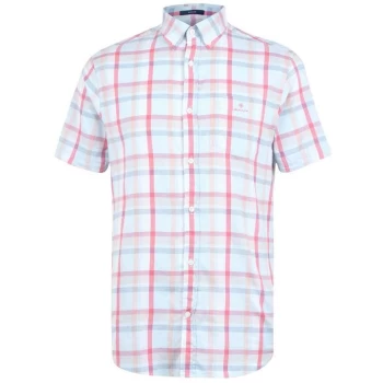 Gant Short Sleeve Oxford Check Shirt - Blue