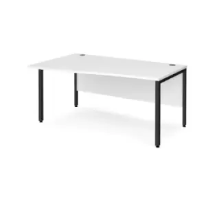 Office Desk Left Hand Wave Desk 1600mm White Top With Black Frame Maestro 25 MB16WLKWH