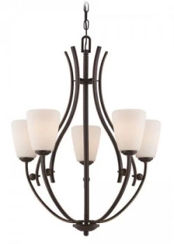 5 Light Multi Arm Chandelier Palladian Bronze Finish, E27