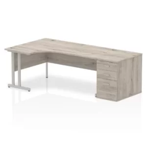 Impulse 1800 Left Hand Cantilever Workstation 800 Pedestal Bundle Grey Oak