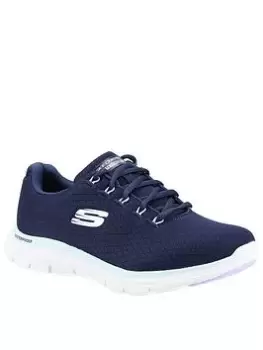 Skechers Flex Appeal 4.0 Waterproof Mesh Lace-up Trainer - Navy, Size 3, Women