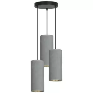 Emibig Bente Black Cluster Pendant Ceiling Light with Gray Fabric Shades, 3x E14