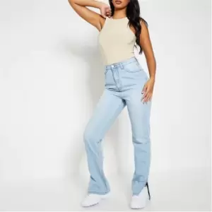 I Saw It First High Waisted Split Hem Jeans - Blue