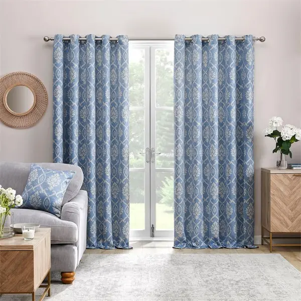 Dreams and Drapes Vivianna Thermal Blackout Bedroom Eyelet Curtains 66x54in Blue 38024518003