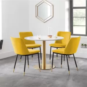 Palermo Round Dining Set with 4 Delaunay Chairs Mustard