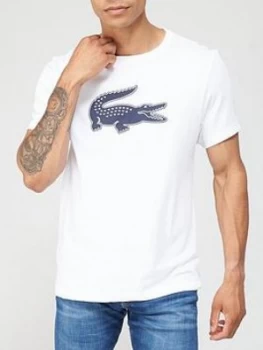 Lacoste Croc Print T-Shirt - White, Size L, Men