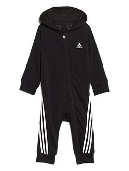 adidas Infant Future Icons French Terry Babygrow - Black/White, Size 9-12 Months, Women