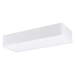 Flush Ceiling Light Colour White Shade White Fabric Plastic Bulb E27 3x28W