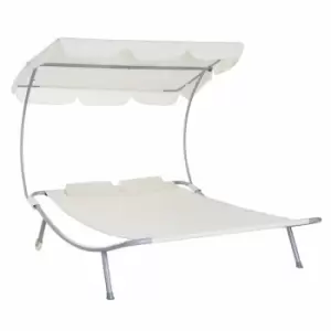 Alfresco Double Sun Lounger with 2 Pillows, Cream