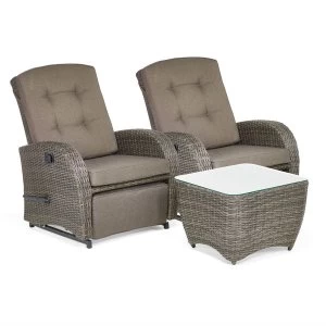 Robert Dyas Bellevue 2-Seater Reclining Chair Rattan Garden Furniture Set