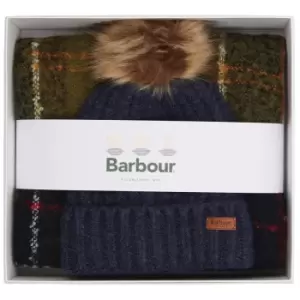 Barbour Womens Saltburn Beanie & Tartan Scarf Set Classic