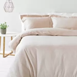 Waffle Textured Duvet Cover Set Blush