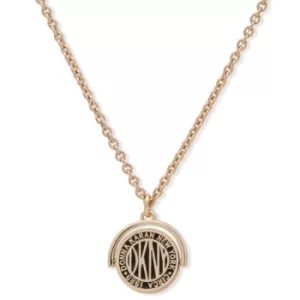 DKNY Jewellery Gold Coloured Logo Coin Pendant 16" Necklace -887