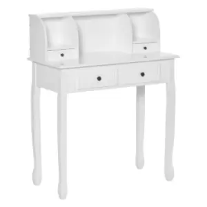 Homcom Dressing Table Make Up Desk With Shelving 4 Drawers Solid Wood Legs White