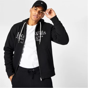 Jack Wills Pinebrook Graphic Zip Hoodie - Black