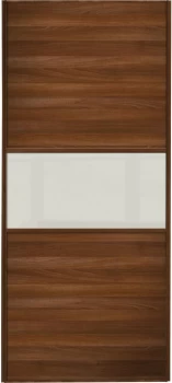 Wickes Sliding Wardrobe Door Fineline Walnut Panel and Soft White Glass - 2220 x 610mm