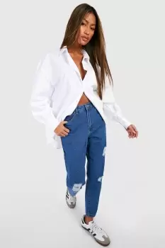 Basics High Rise Distressed Mom Jeans