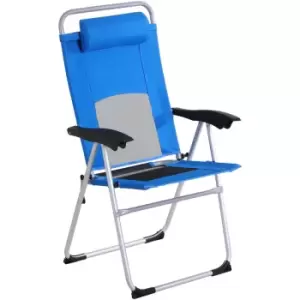 Outsunny Outdoor Garden Folding Chair Armchair Reclining Seat w/Pillow Blue - Blue