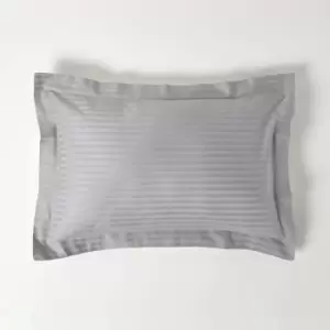 Grey Egyptian Cotton Satin Stripe Oxford Pillowcase 330 Thread Count - Grey - Grey - Homescapes