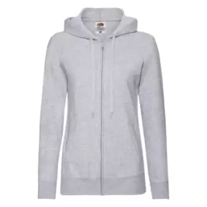 Fruit Of The Loom Ladies Fitted Lightweight Hooded Sweatshirts Jacket / Zoodie (240 GSM) (XS) (Heather Grey)