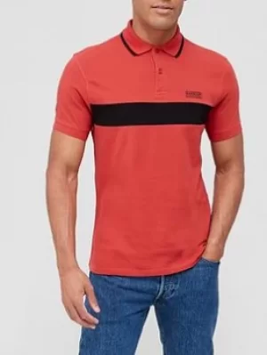 Barbour International Block Stripe Polo Shirt, Red Size M Men