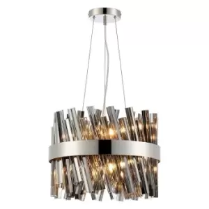 Luminosa Kalih 10 Light G9, Ceiling Pendant Round, Polished Nickel, Smoke