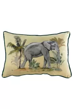 Kibale Jungle Elephant Hand-Painted Printed Cushion