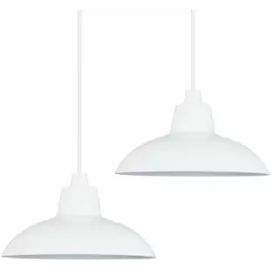 Minisun - 2 x Metal Easy Fit Ceiling Pendant Light Shades - White - No Bulb