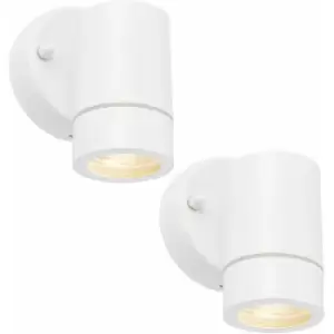 Loops - 2 pack Dimmable Outdoor IP44 Downlight - 7W GU10 LED - Gloss White & Glass