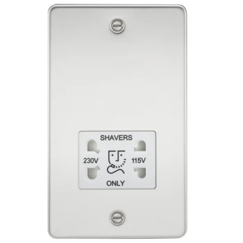 KnightsBridge Flat Plate 115/230V dual voltage shaver socket - polished chrome with white insert