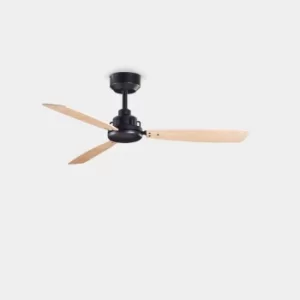 Xaloc 3 Blade 100cm Ceiling Fan Metallic Black, Light Wood