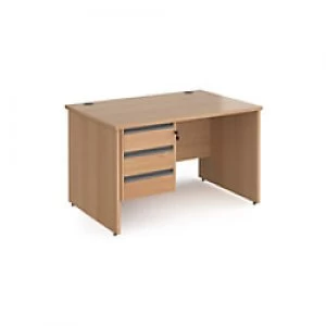 Dams International Straight Desk with Beech Coloured MFC Top and Graphite Frame Panel Legs and 3 Lockable Drawer Pedestal Contract 25 1200 x 800 x 725