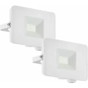 Loops - 2 pack IP65 Outdoor Wall Flood Light White Adjustable 10W LED Porch Lamp