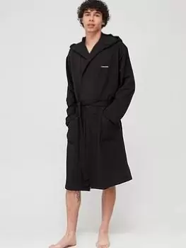 Calvin Klein Modern Cotton Lounge Dressing Gown - Black