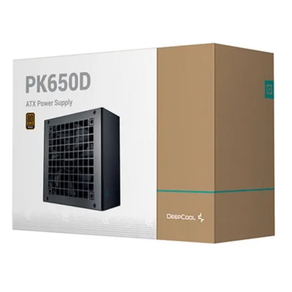 DEEPCOOL DeepCool PK650D 650W Power Supply Unit, 120mm Silent Hydro Bearing Fan, 80 PLUS Bronze, Non Modular, UK Plug, Flat Black Cables, Stable with