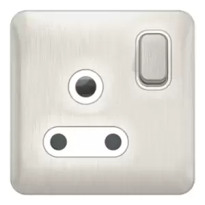 Schneider LSD 1G 15A Round Pin Switched Socket White Insert Stainless Steel - GGBL3090WSSS