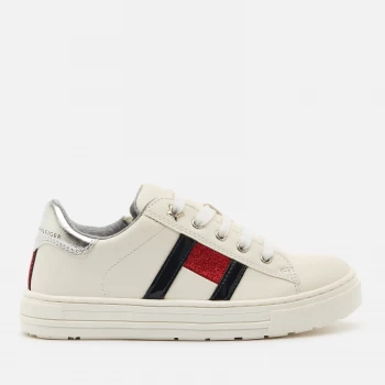 Tommy Hilfiger Kids Low Cut Lace Up Sneakers - White/Multicolour - UK 12 Kids