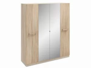 Harmony Hampton Oak 4 Door 2 Mirror Tall Large Wardrobe Flat Packed