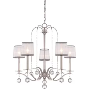 Whitney 5 Light Multi Arm Chandelier Silver Finish, E14