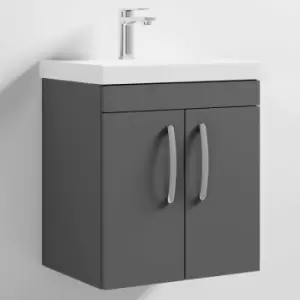 Nuie - Athena Wall Hung 2-Door Vanity Unit with Basin-3 500mm Wide - Gloss Grey