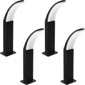 4 PACK IP44 Outdoor Pedestal Light Black Aluminium 11W LED Wall Post Lamp