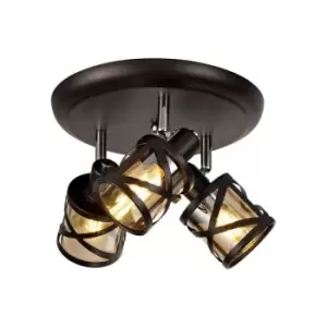 Luminosa Lighting - 3 Light Round Spotlight E14, Oiled Bronze, Polished Chrome, Amber