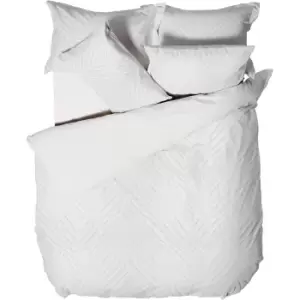 Linen House Palm Springs Chenille Ogee Duvet Cover Set (King) (White)