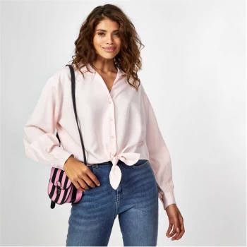 Jack Wills Tie Front Long Sleeve Blouse - Pink