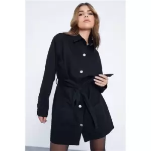 I Saw It First Black Belted Shirt Dress - Black