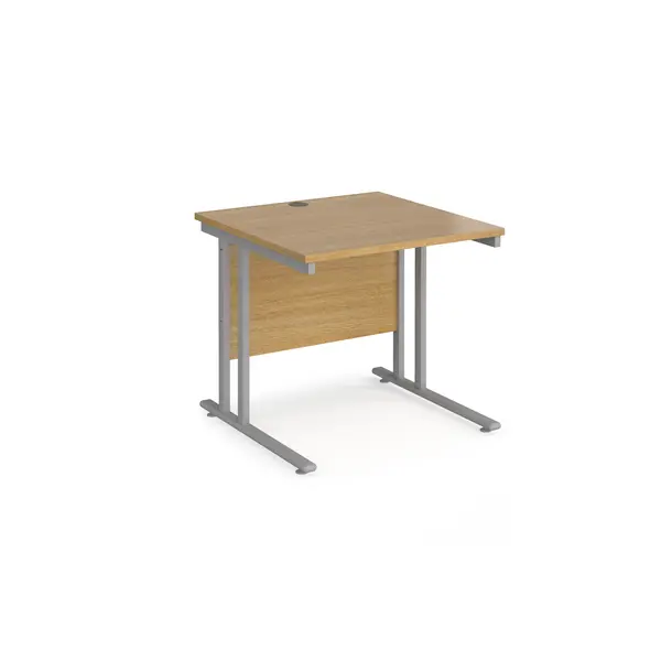 Maestro 25 Straight Desk Silver Frame and Oak Table Top - 800x800mm