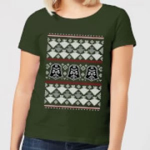 Star Wars Imperial Darth Vader Womens Christmas T-Shirt - Forest Green - S