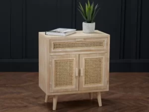 LPD Toulouse Rattan and Oak 2 Door 1 Drawer Compact Sideboard Flat Packed