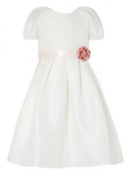 Monsoon Girls S.E.W. Puff Sleeve Duchess Twill Dress - Ivory, Size 12-13 Years, Women