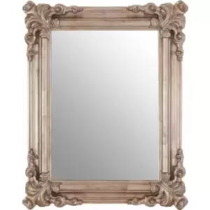 Premier Housewares - Silver Frame Wall Mirror Intricate Floral Border For Bedroom / Hallway / Living Room Luxurious w75 x d7 x h95cm